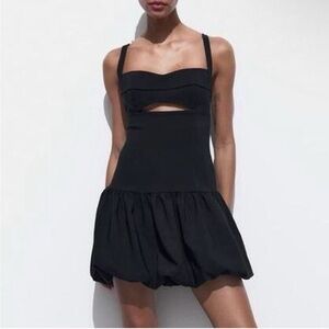 NWT Zara Black Cutout Bubble Hem Dress Size M